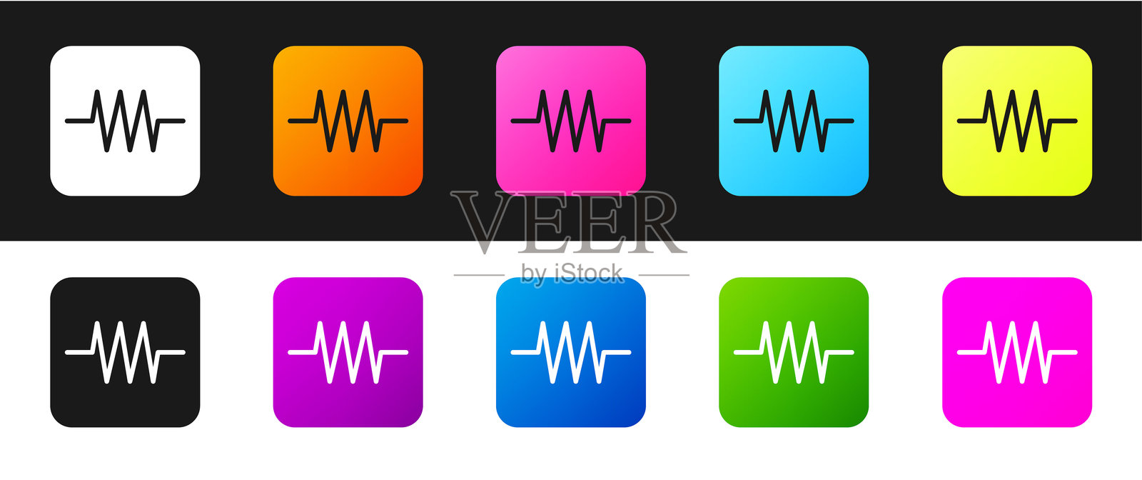 电子电路中设置电阻器图标,黑白背景。插画图片素材