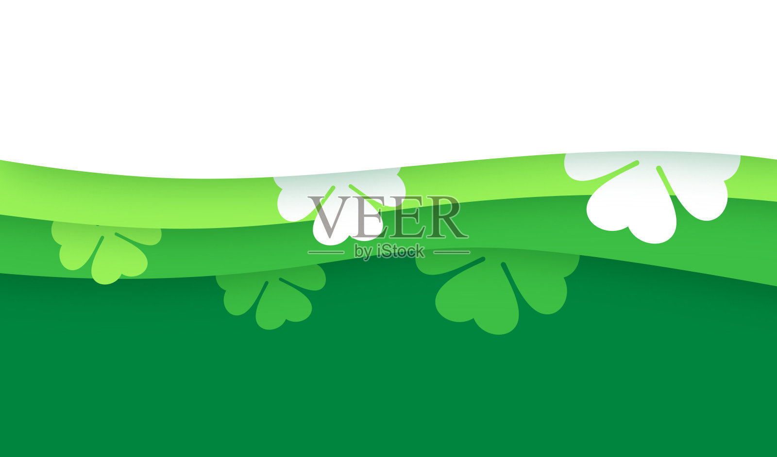 圣帕特里克节三叶草四叶草波浪抽象背景插画图片素材