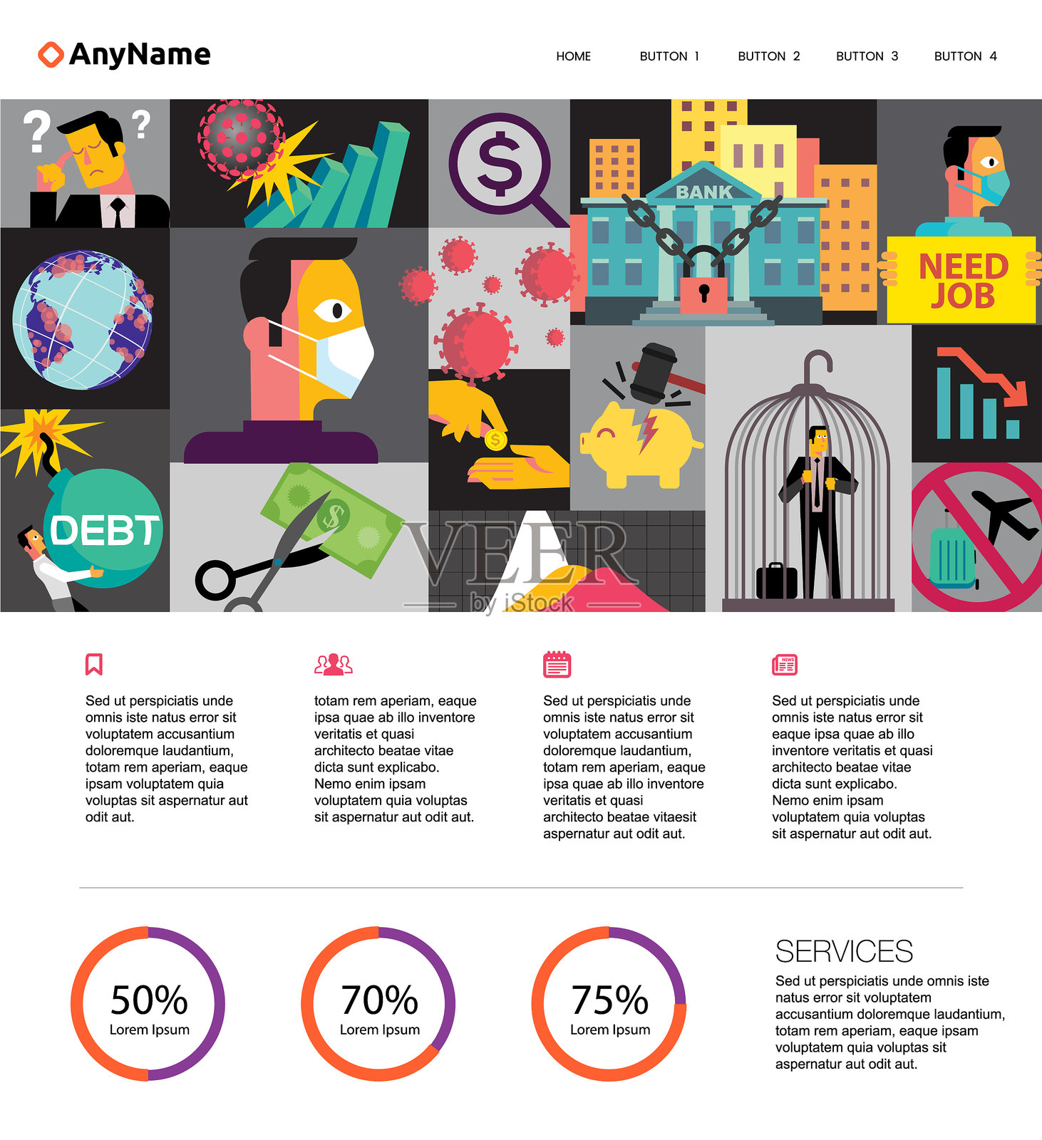 Corona经济灾难网站插画图片素材