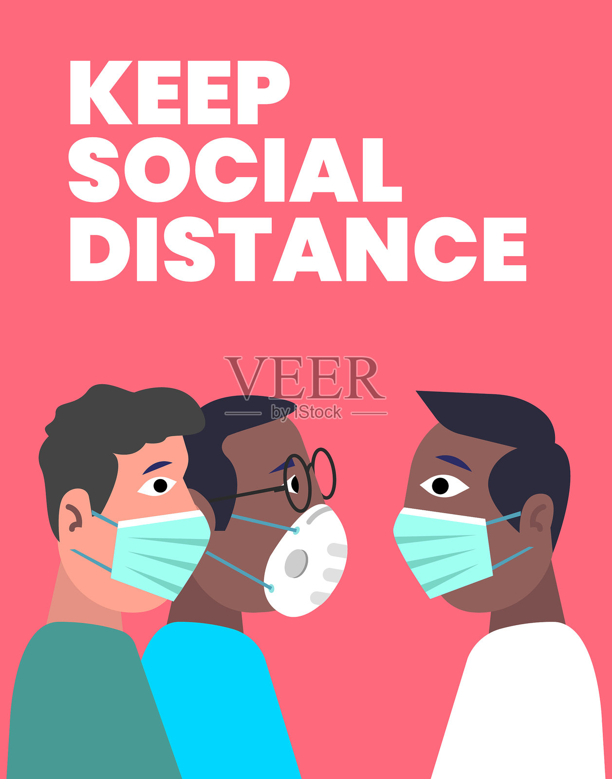 电晕社会距离插画图片素材