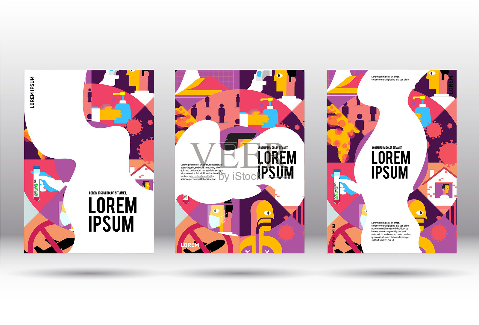 冠状病毒疫情防控罩设计插画图片素材