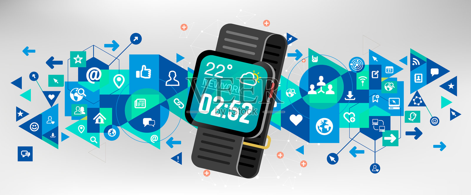 社交网络智能手表插画图片素材