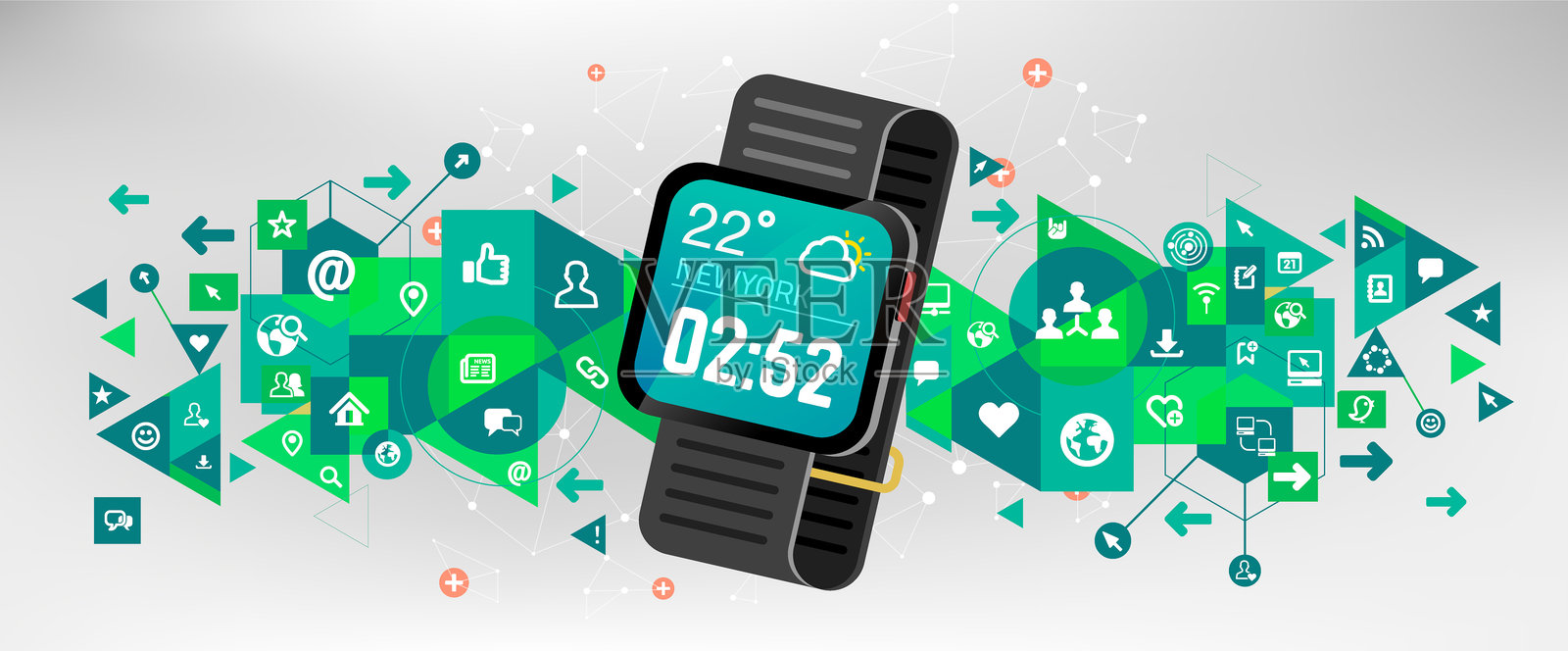 社交网络智能手表插画图片素材