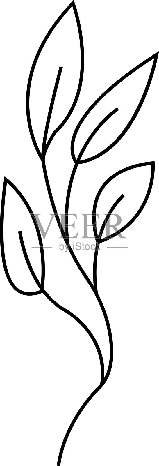 花卉图标。花园植物插图标志。透明背景上的美丽线条风格可编辑库存。精致手绘的小植物剪贴画图标,适用于婚礼邀请和海报。插画图片素材