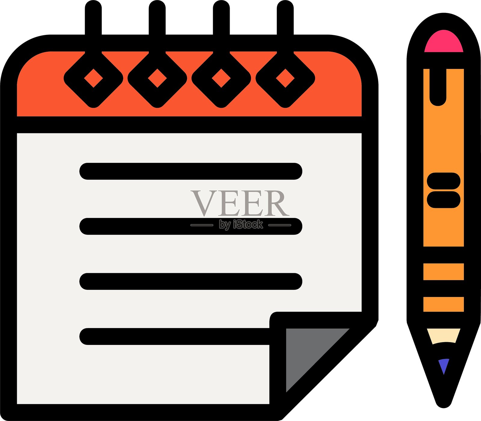 便签线条填充风格图标设计插画图片素材