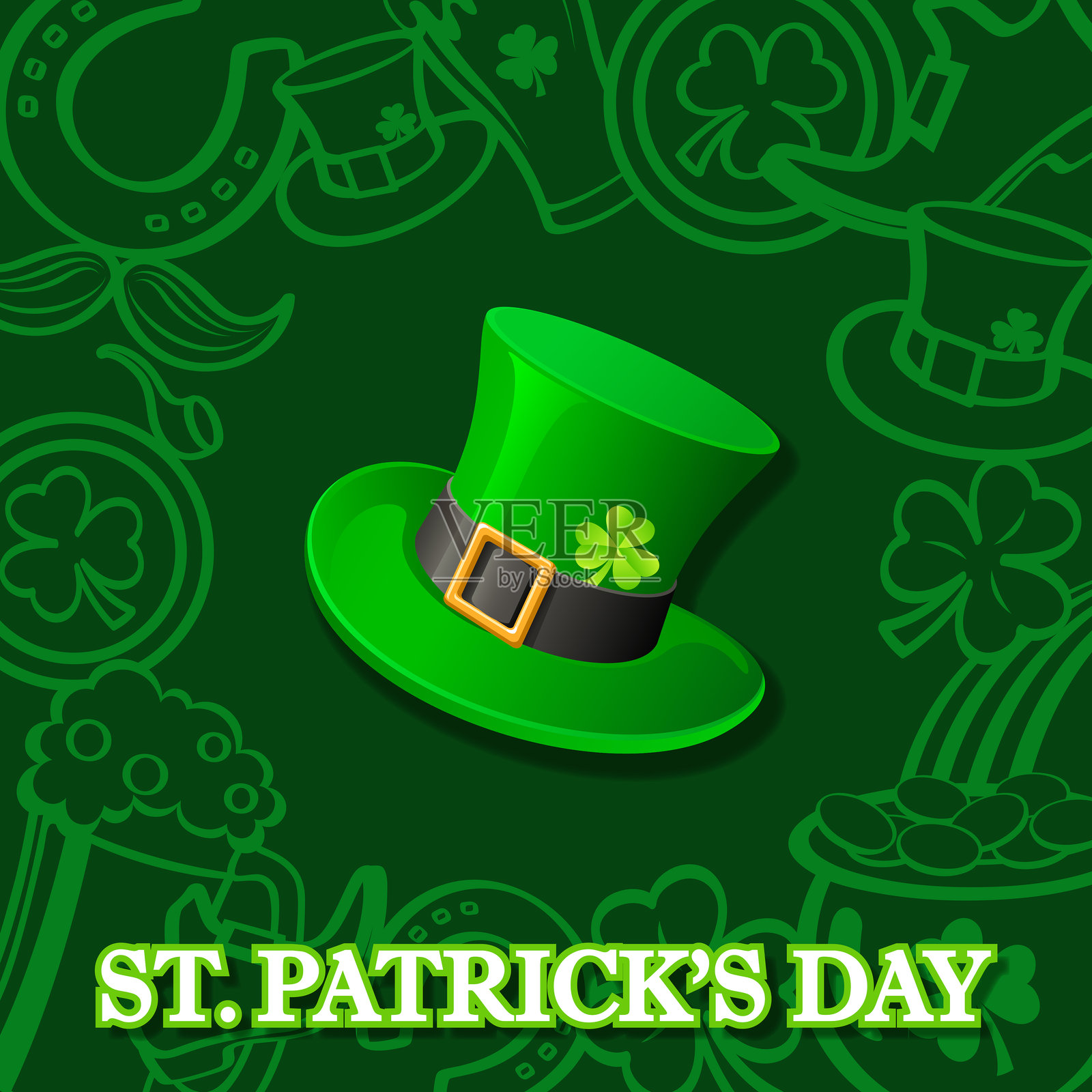 圣帕特里克节的小精灵帽插画图片素材