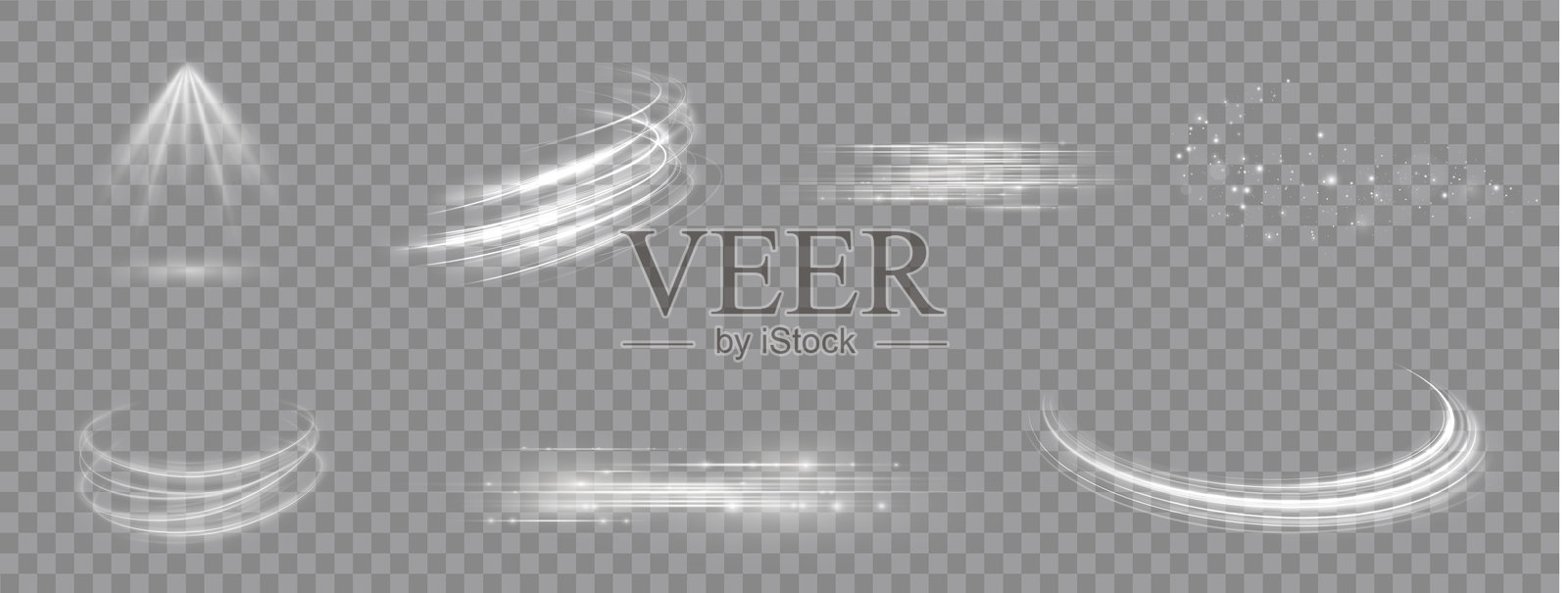 光效。孤立的白色透明光效,眩光,爆炸,闪光,尘埃,线条,太阳耀斑,火花和星星,聚光灯,曲线旋转。阳光,抽象特效。照片摄影图片
