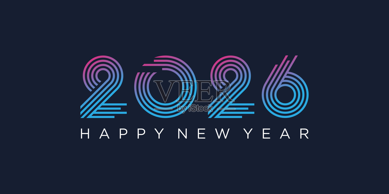 2026年新年快乐设计矢量图。时尚独特的2026年新年logo设计模板插画图片素材