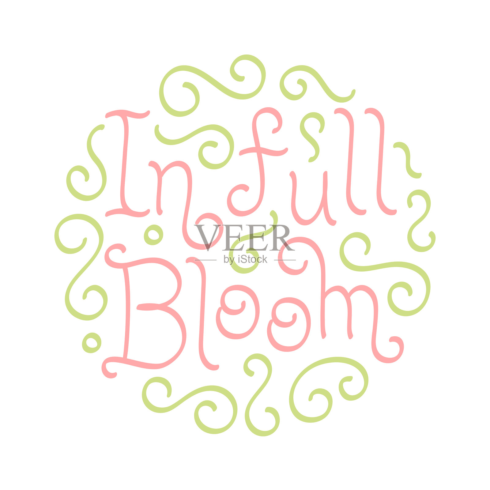 盛开圆形花朵 - 礼品标签插画图片素材