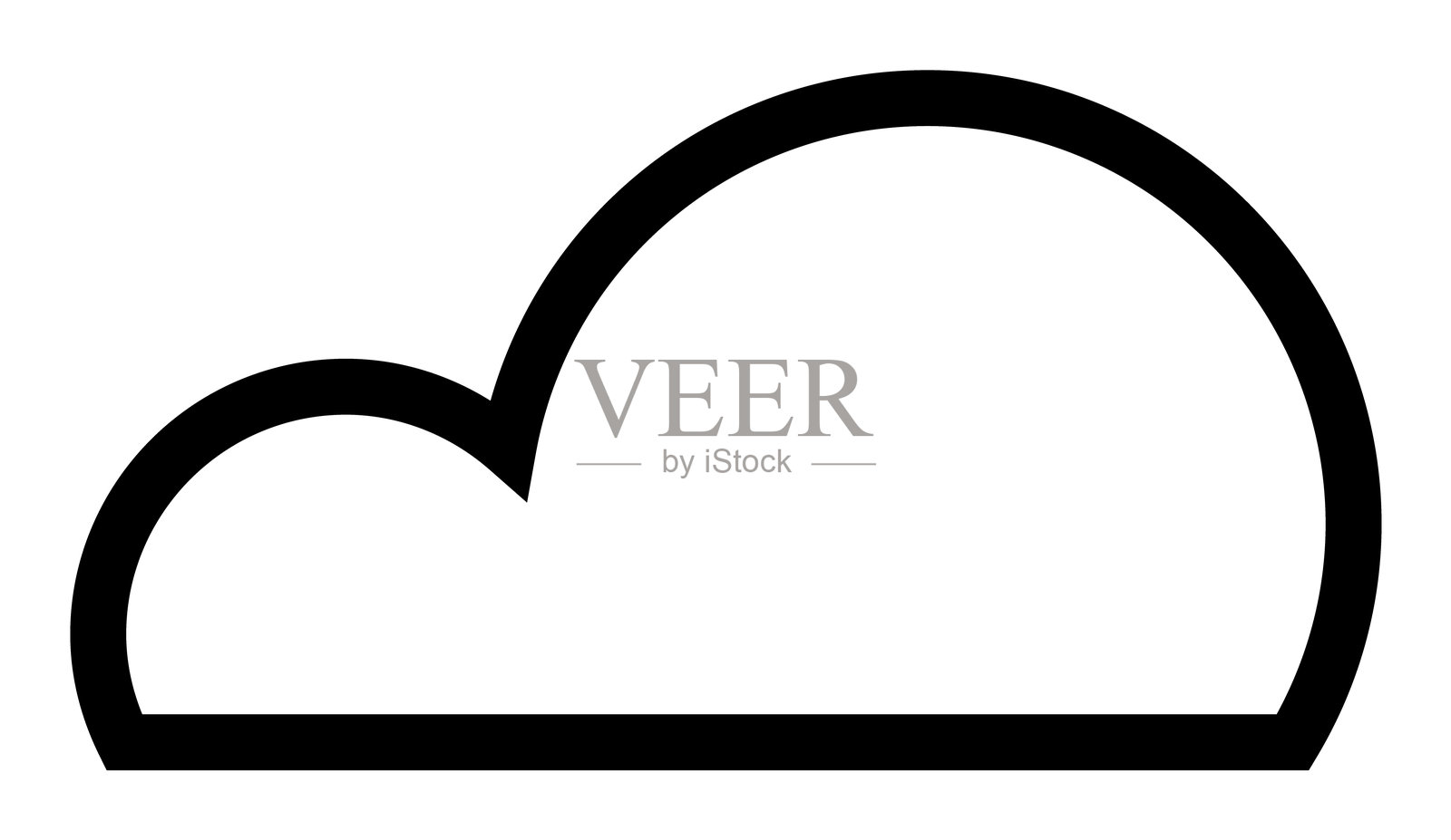 简单的黑色轮廓云形状,周围是白色空间插画图片素材