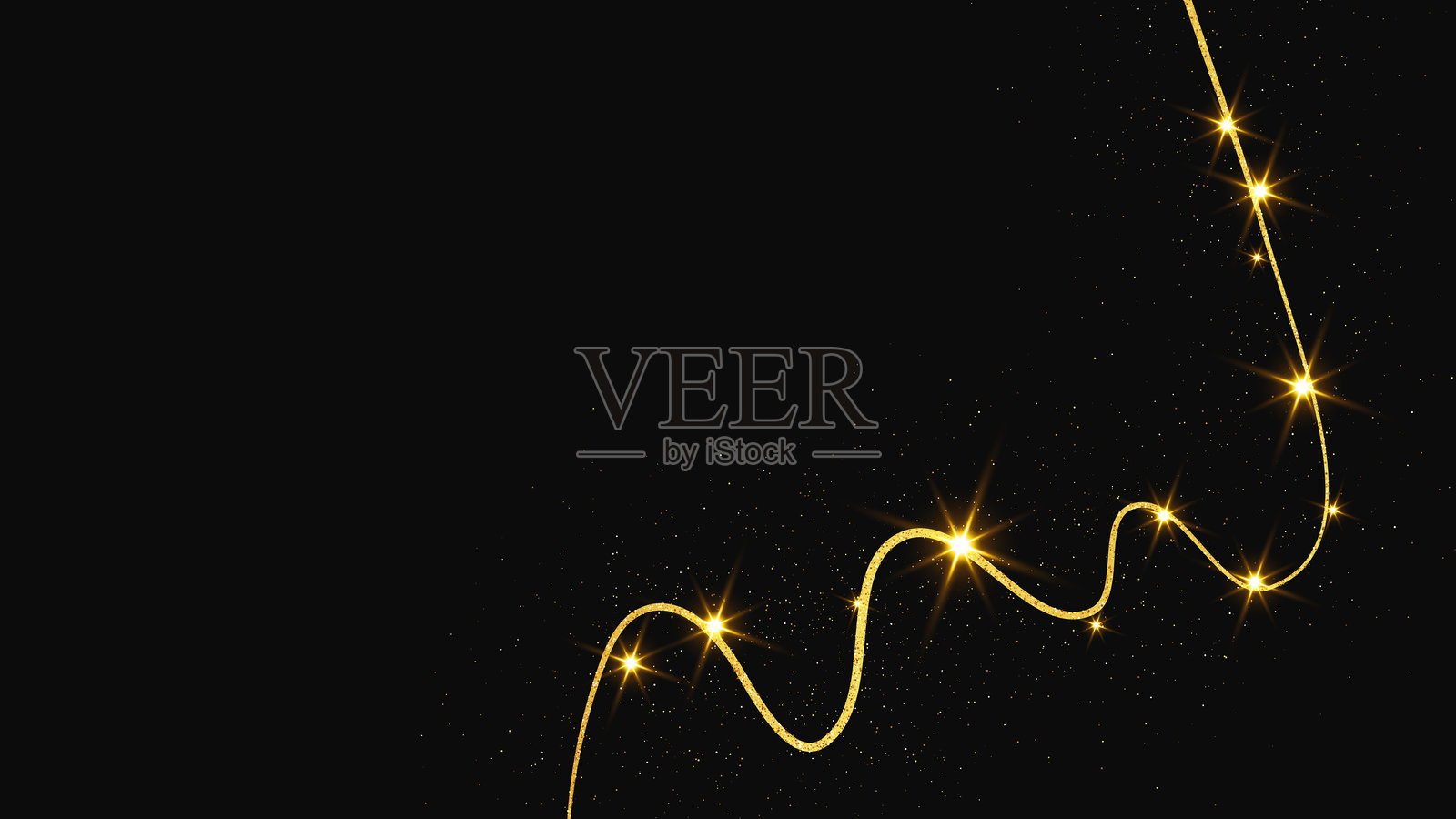 金色闪闪的彩纸屑波浪和星尘插画图片素材