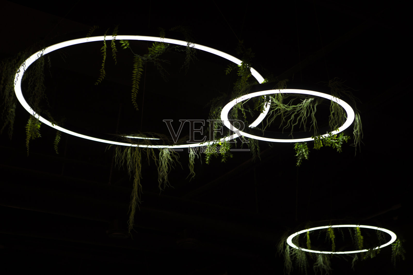 天花板上的白色椭圆形LED灯照片摄影图片