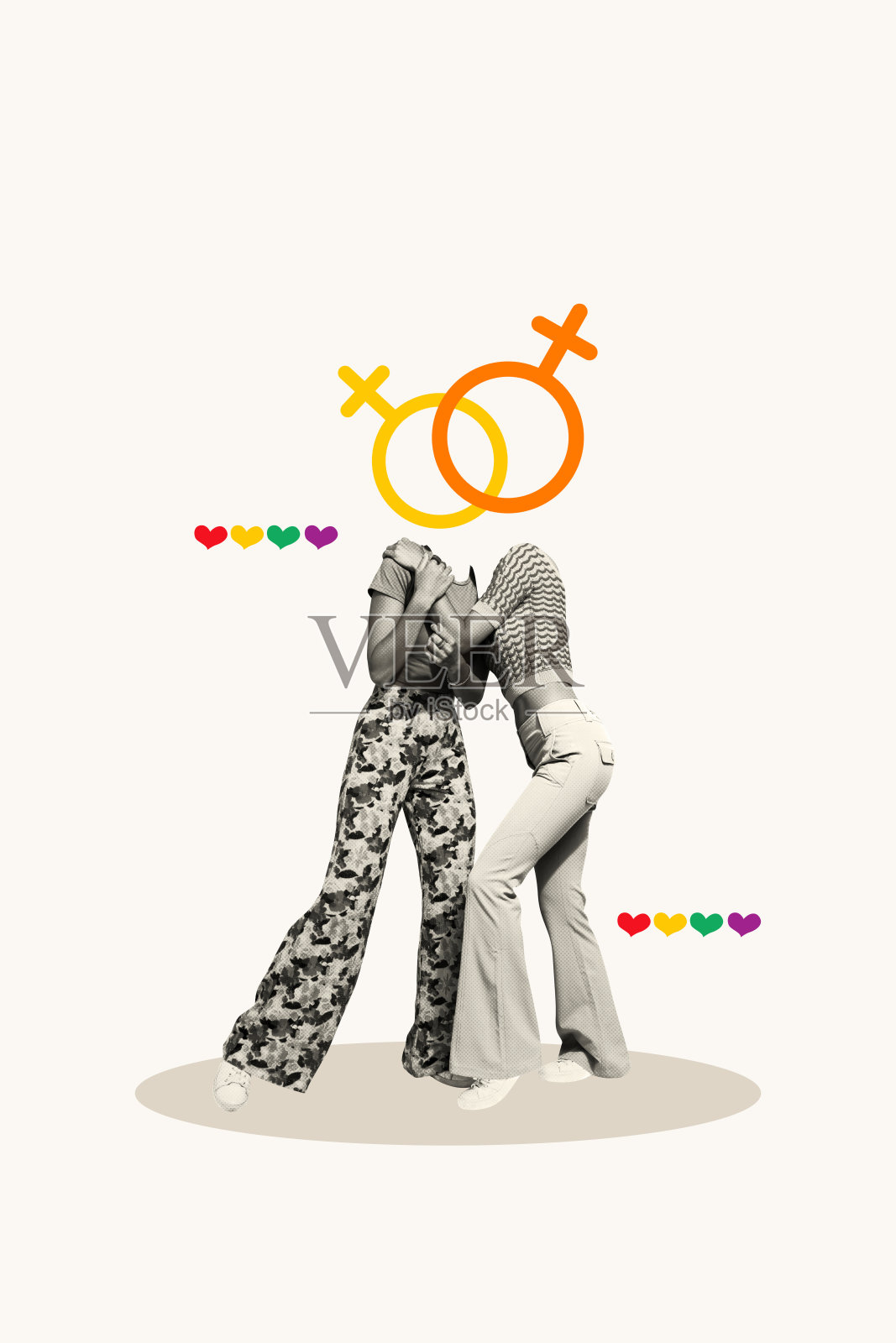 海报图像,垂直照片拼贴,匿名男子的头部嘴唇扭曲,牙齿美白,配有大丽花和吉他仿制品。照片摄影图片