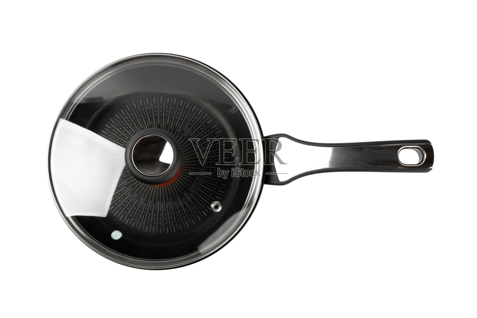 带不粘涂层的煎锅,孤立在白色背景上。用于烹饪的煎锅。现代厨房用具。烹饪概念。模型展示。照片摄影图片