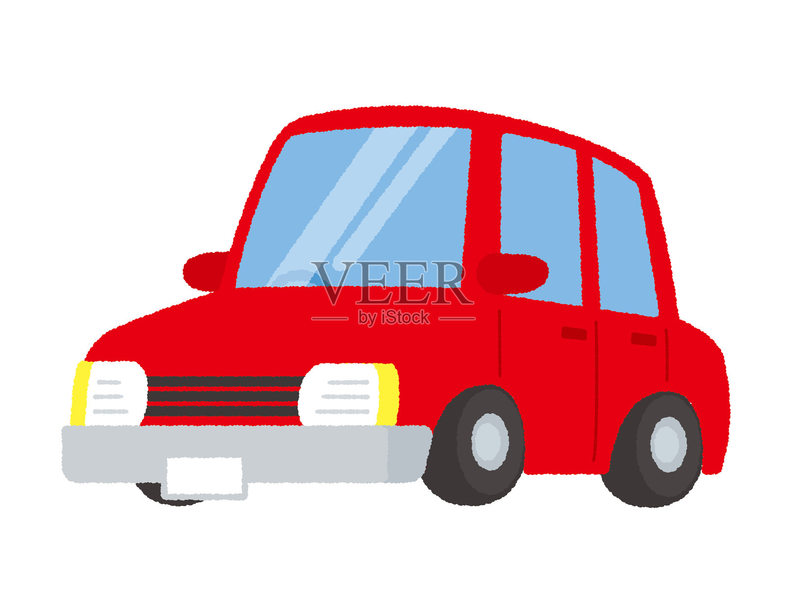 红色四门汽车插图插画图片素材