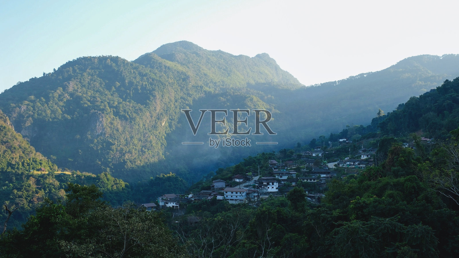 山区乡村的风景视图照片摄影图片