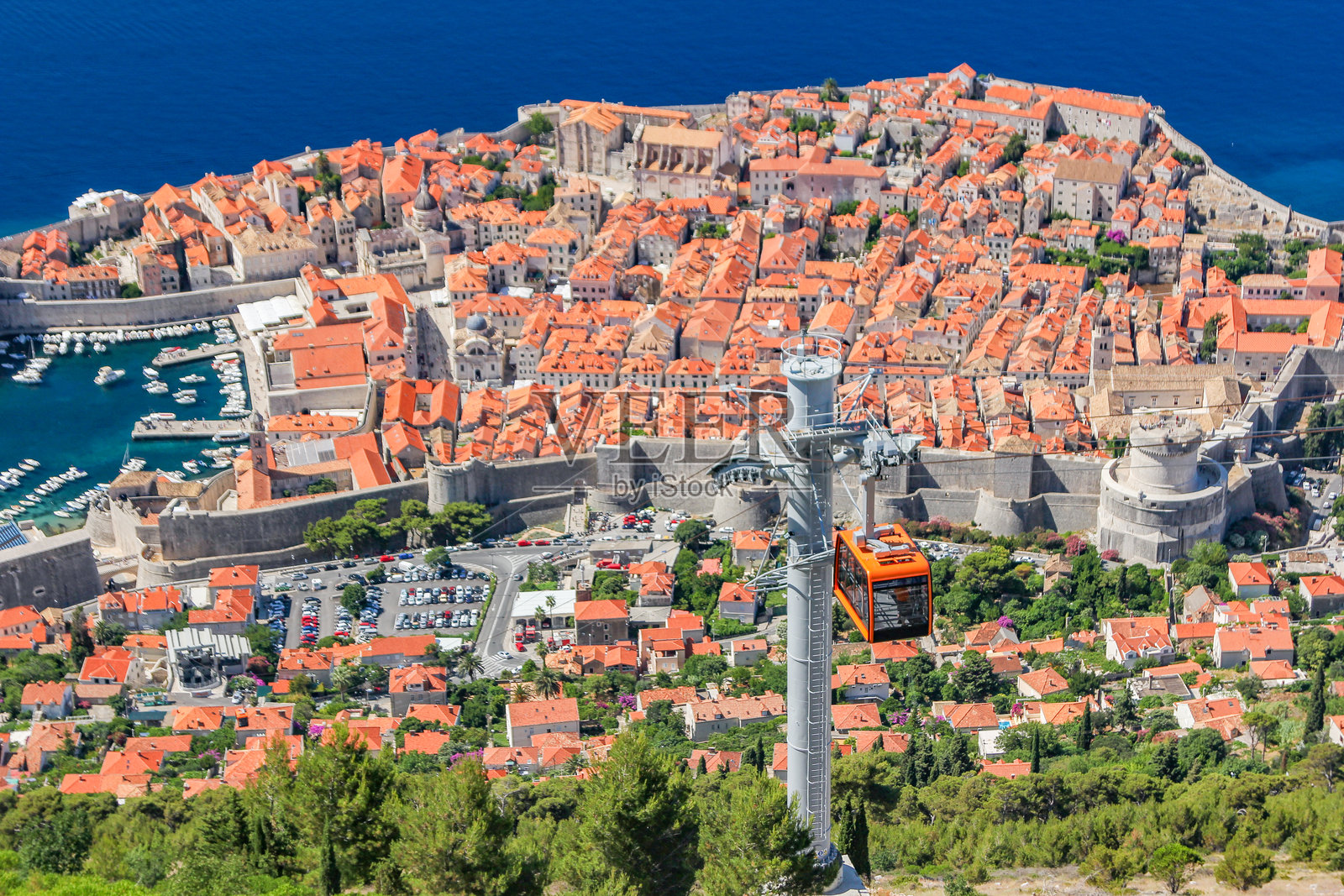 克罗地亚达尔马提亚地区杜布罗夫尼克-内雷特瓦县的缆车照片摄影图片