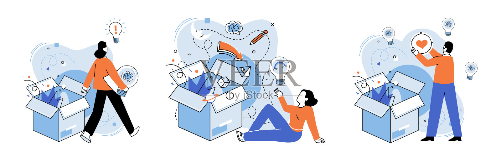 超出常规的创意。智慧在土壤中蓬勃发展,超越想象。插画图片素材