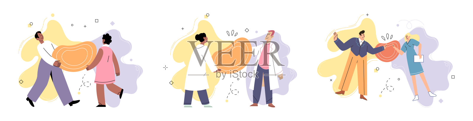 保持社交距离。避免拥挤的地方是预防疾病传播的措施。插画图片素材