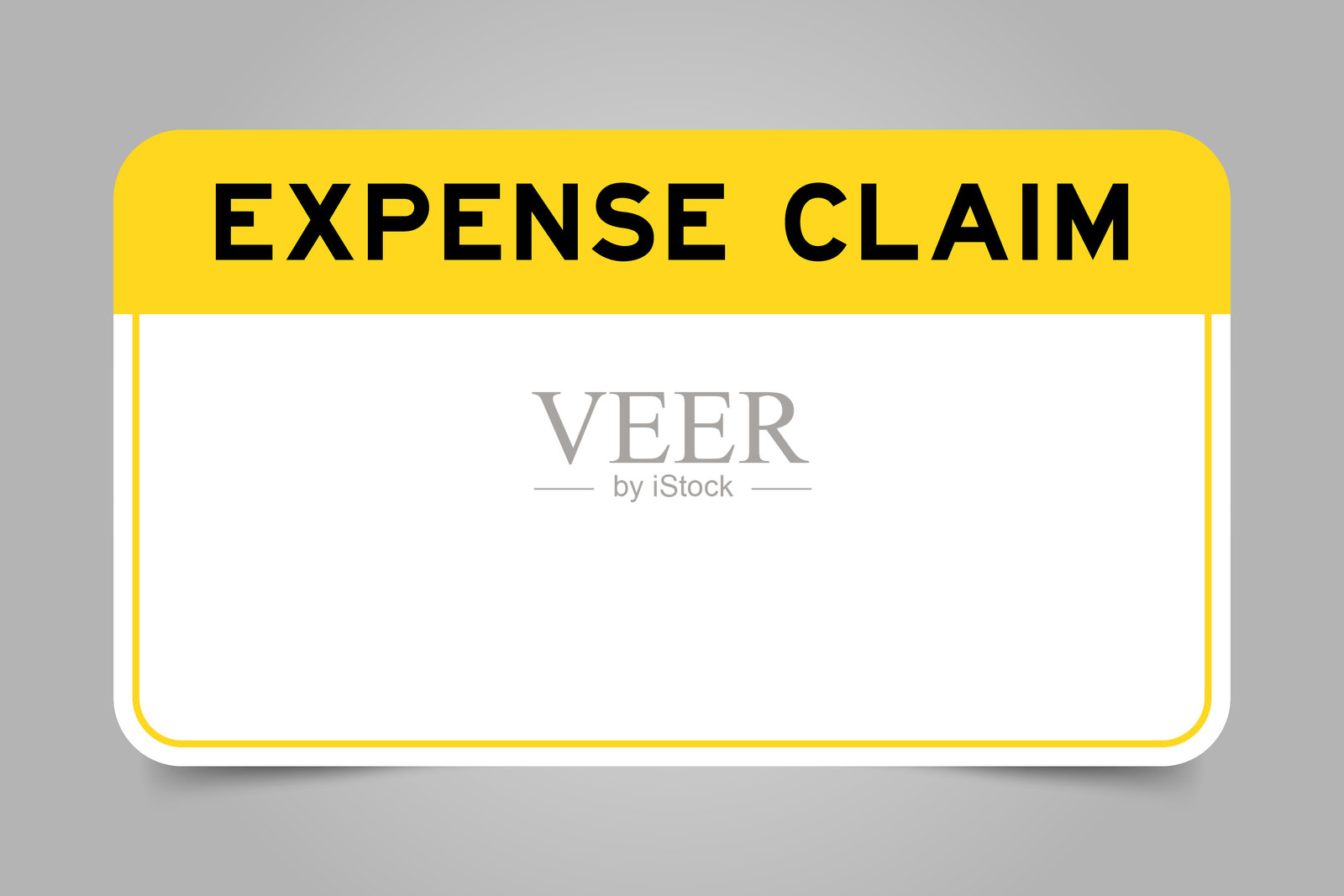 带有黄色标题“费用报销”和白色空白区域的横幅,背景为灰色插画图片素材