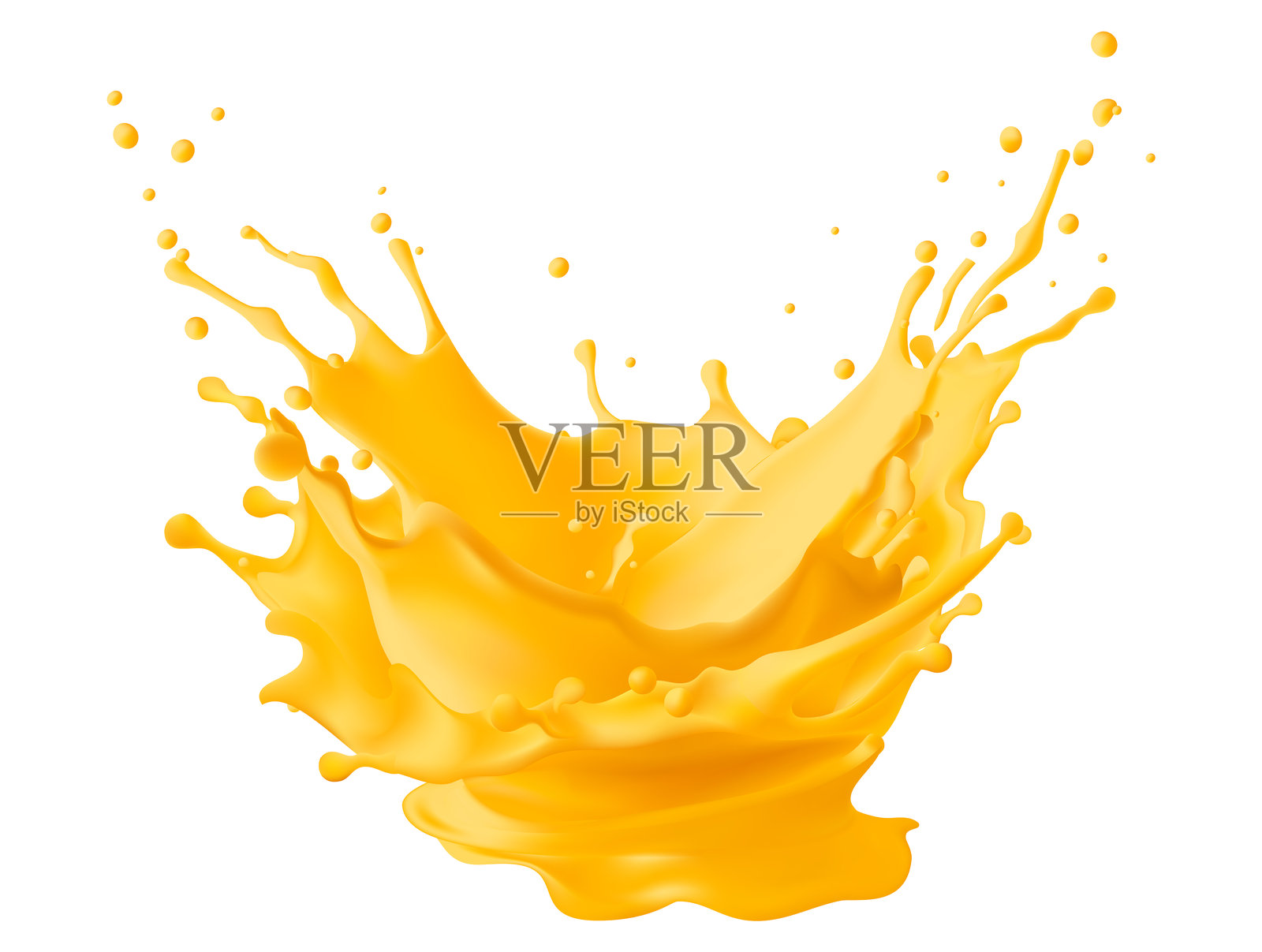 橙汁飞溅的真实矢量插图。有机饮料。健康饮品飞溅的果汁,橙汁。使用了真实的网格渐变。插画图片素材