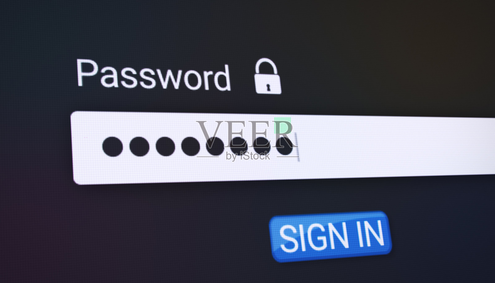 在网站登录页面输入密码的插图。照片摄影图片