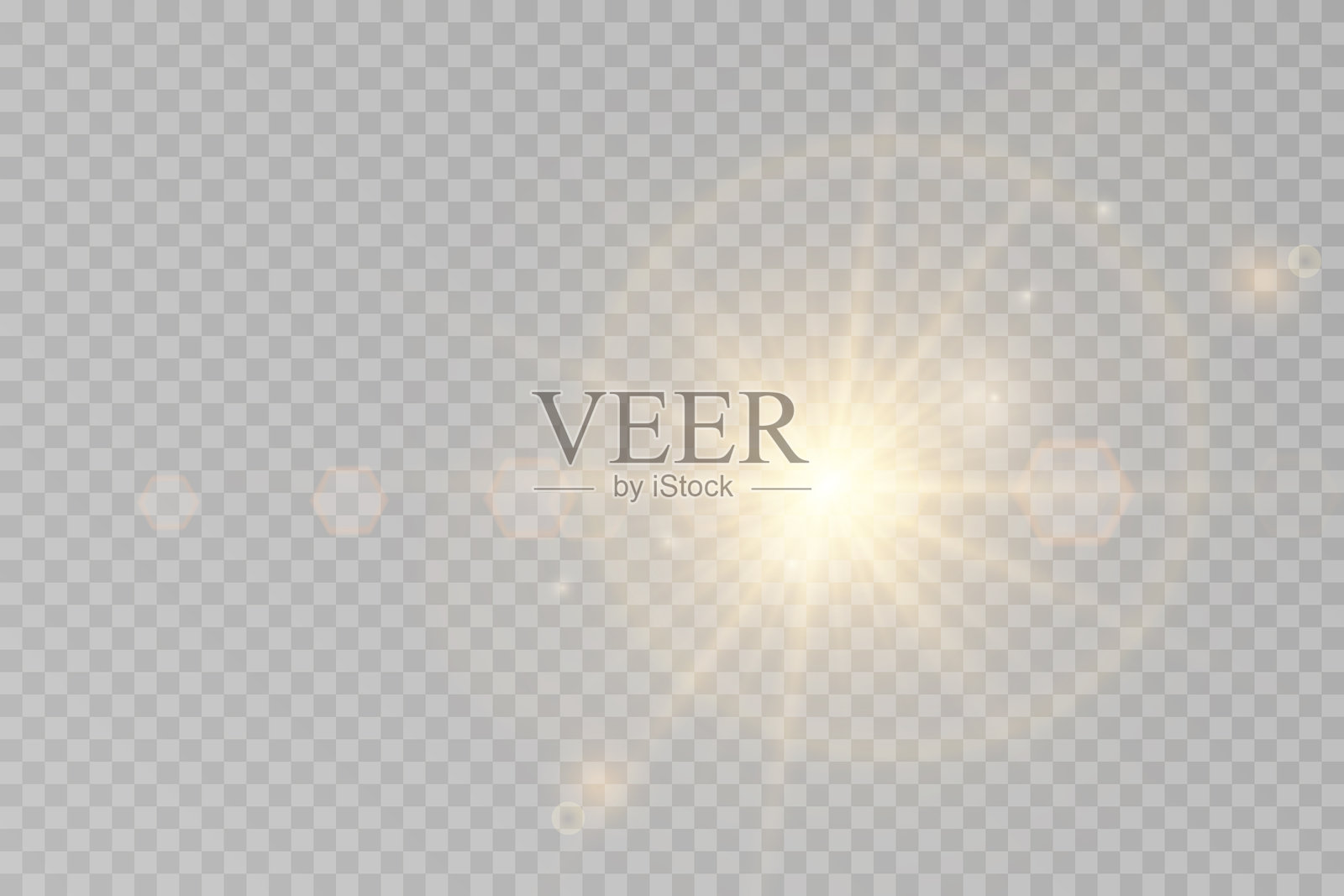 金色星太阳,散发着光辉的光束,闪烁的光效和闪耀的光芒。奢华的矢量插图,展现明亮的金色颗粒、闪闪发光的光线和明亮的阳光爆发。插画图片素材