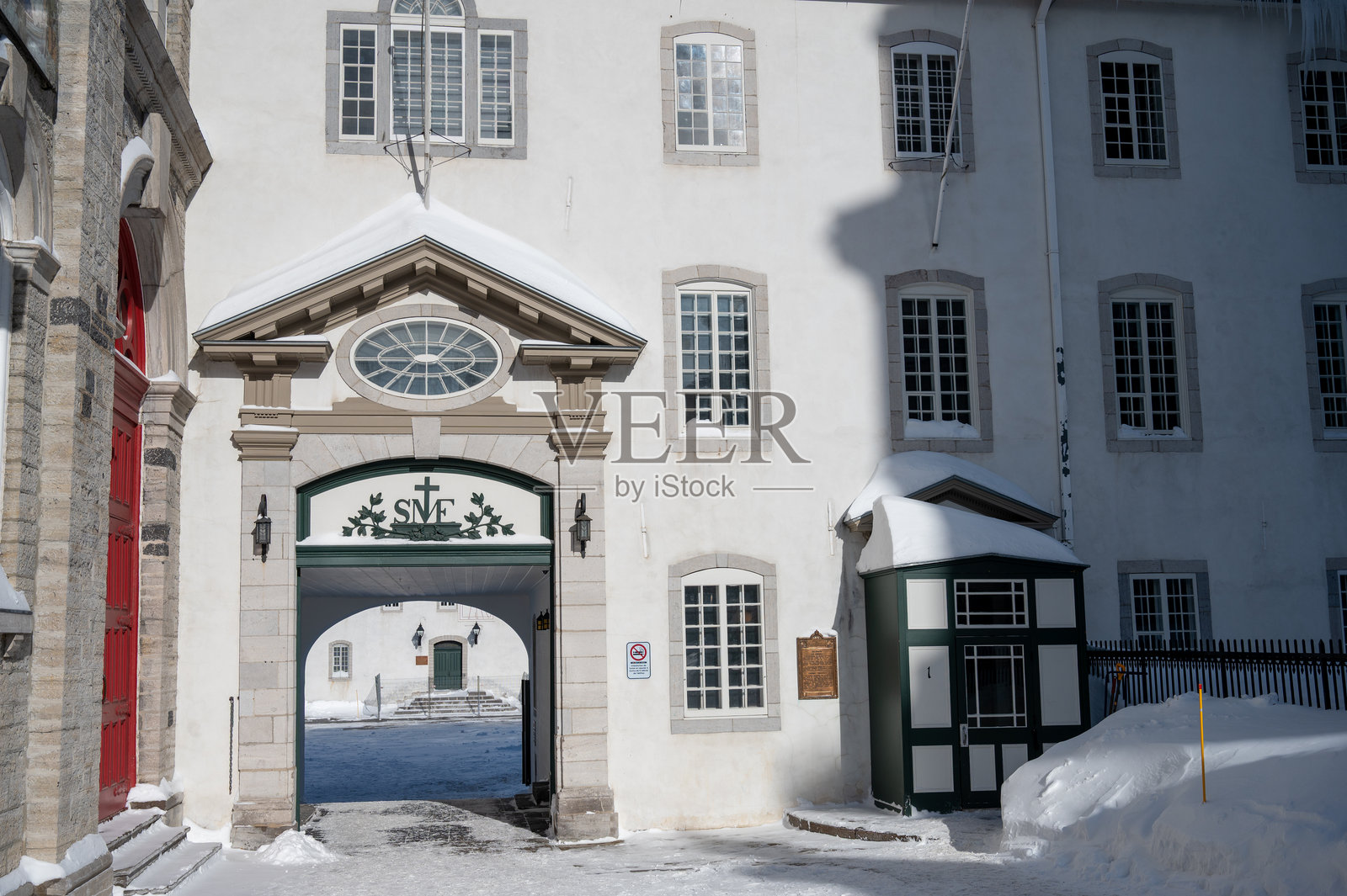 魁北克市神学院的入口照片摄影图片