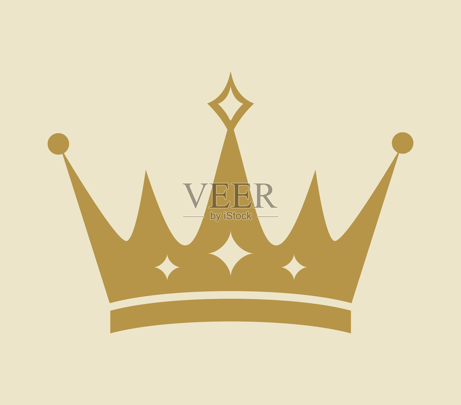 米色背景上的金色皇冠。矢量插图插画图片素材