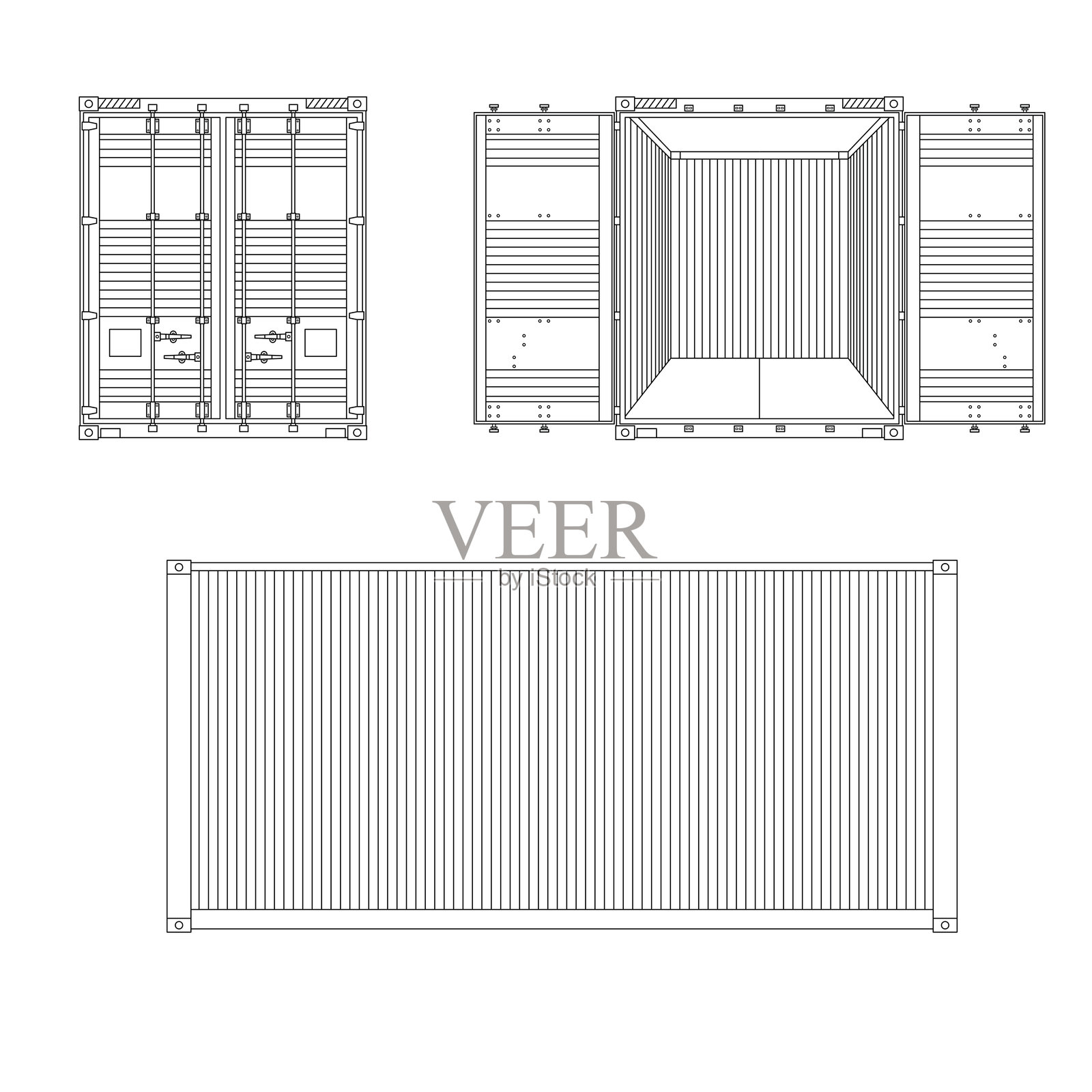 手绘儿童画风格的容器卡通矢量插图集,孤立展示插画图片素材