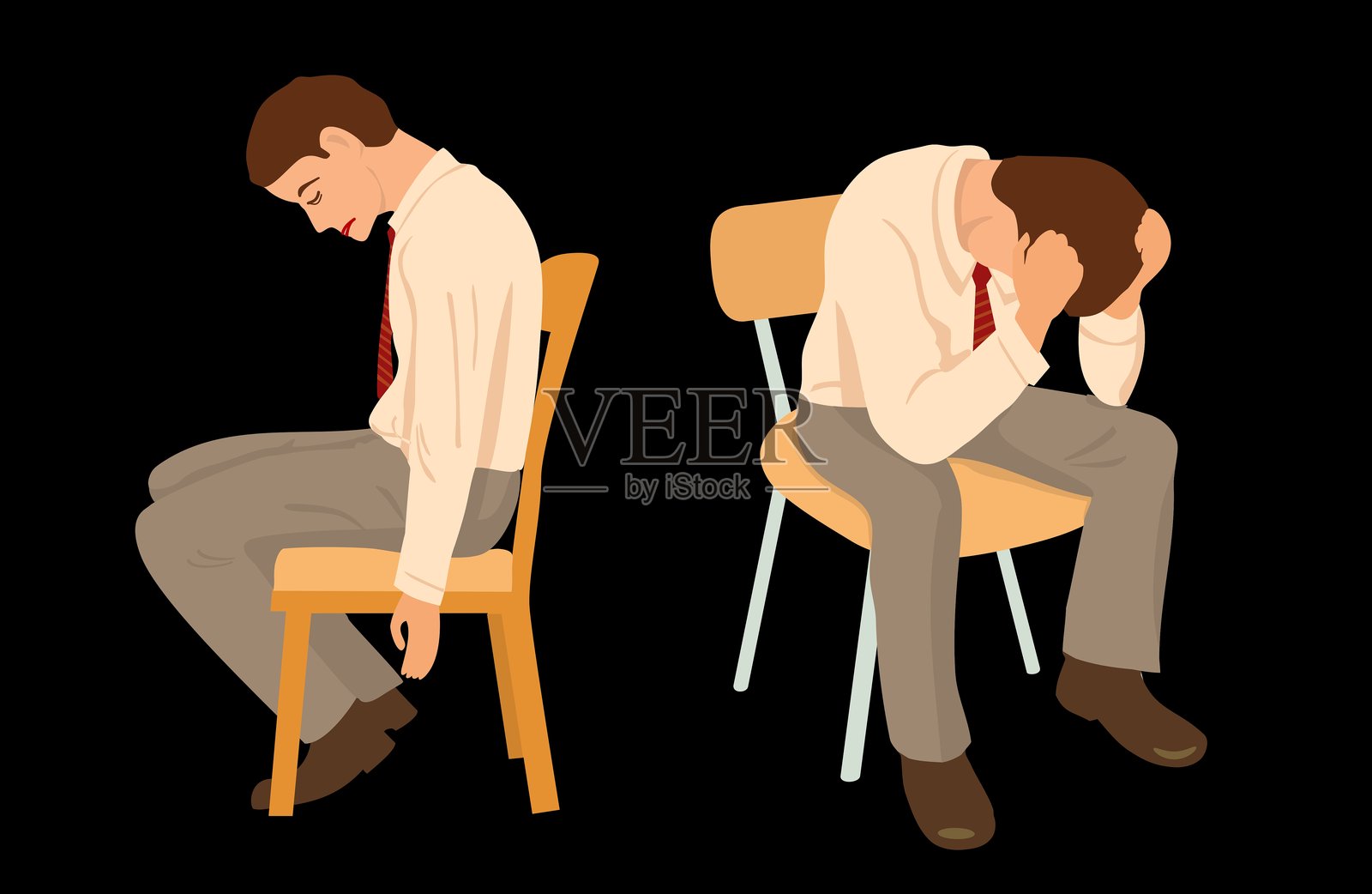 过度劳累的商人因头痛而感到压力插画图片素材