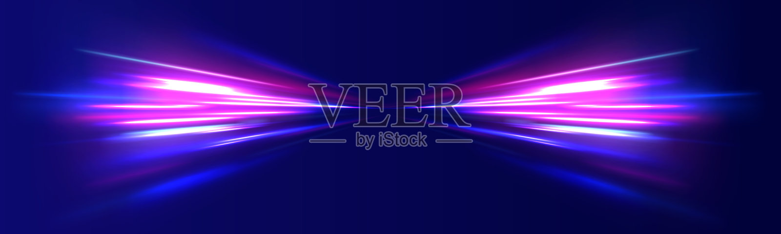 霓虹光线矢量抽象背景。未来科技风格。带有速度线的抽象背景。矢量插图。未来感。道路的光线是蓝色的。插画图片素材