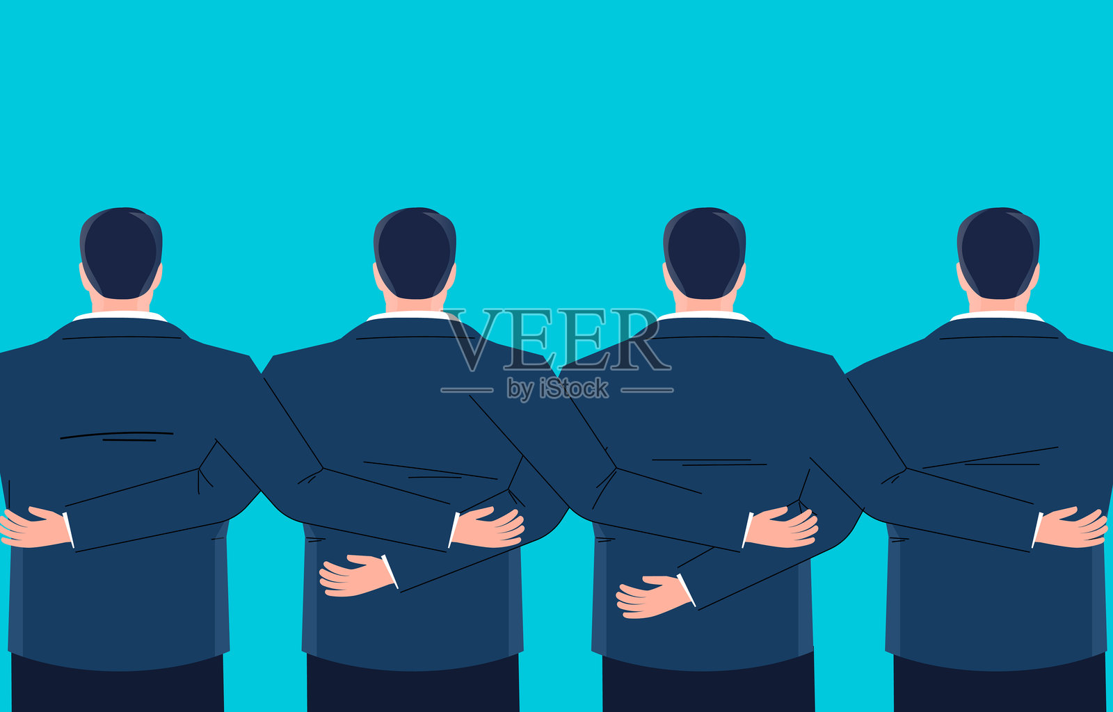 手牵手的商界人士,团结与友谊,企业文化插画图片素材