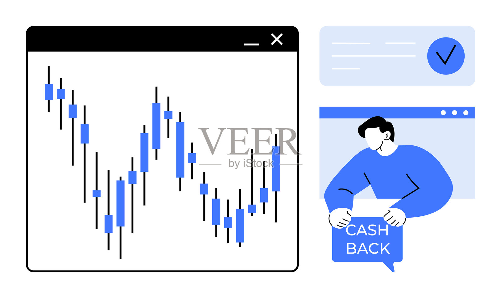 股票市场分析与现金返还奖励及财务管理插画图片素材