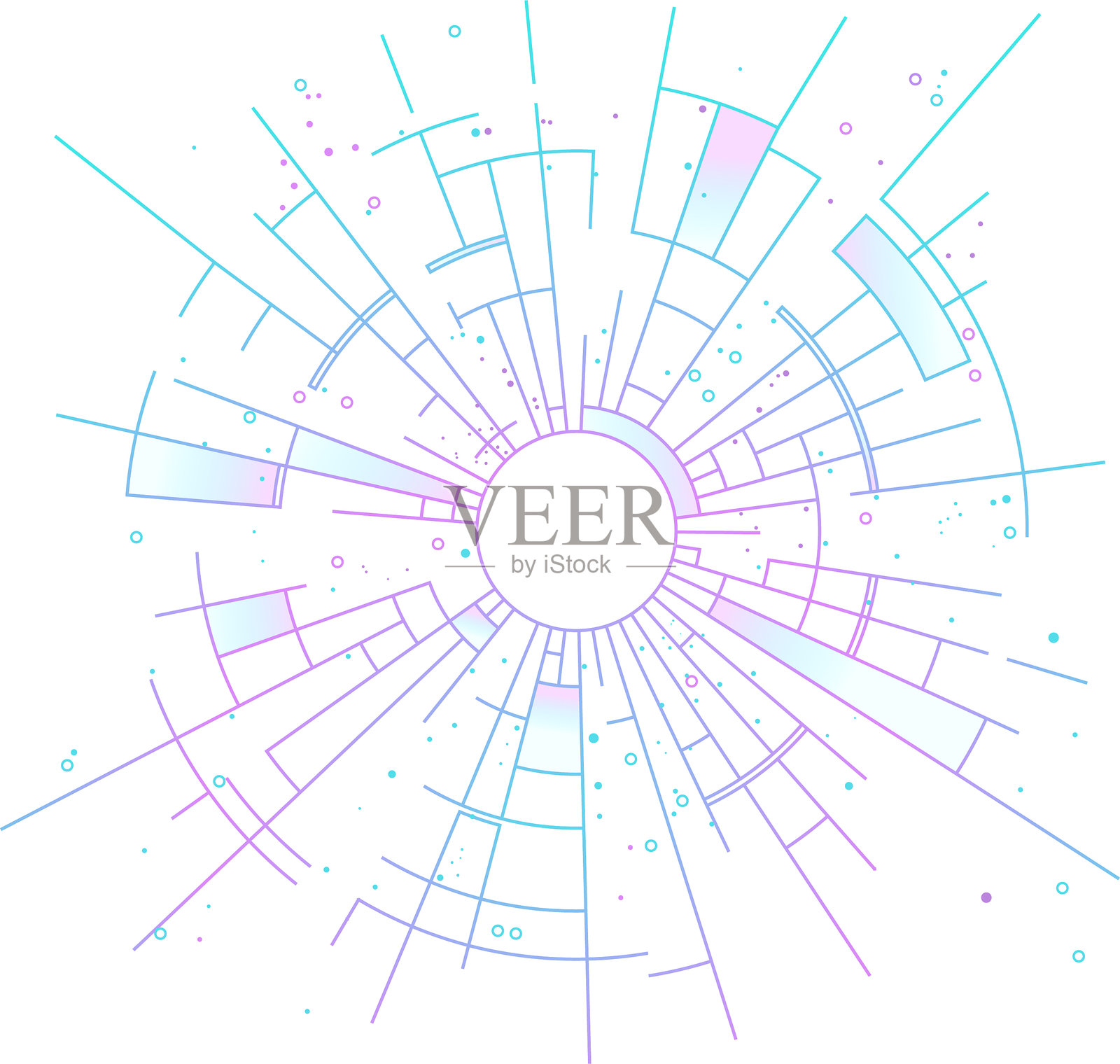 代表技术或数据连接的圆形图案。最适合数字、科技或未来主义的演示背景。插画图片素材