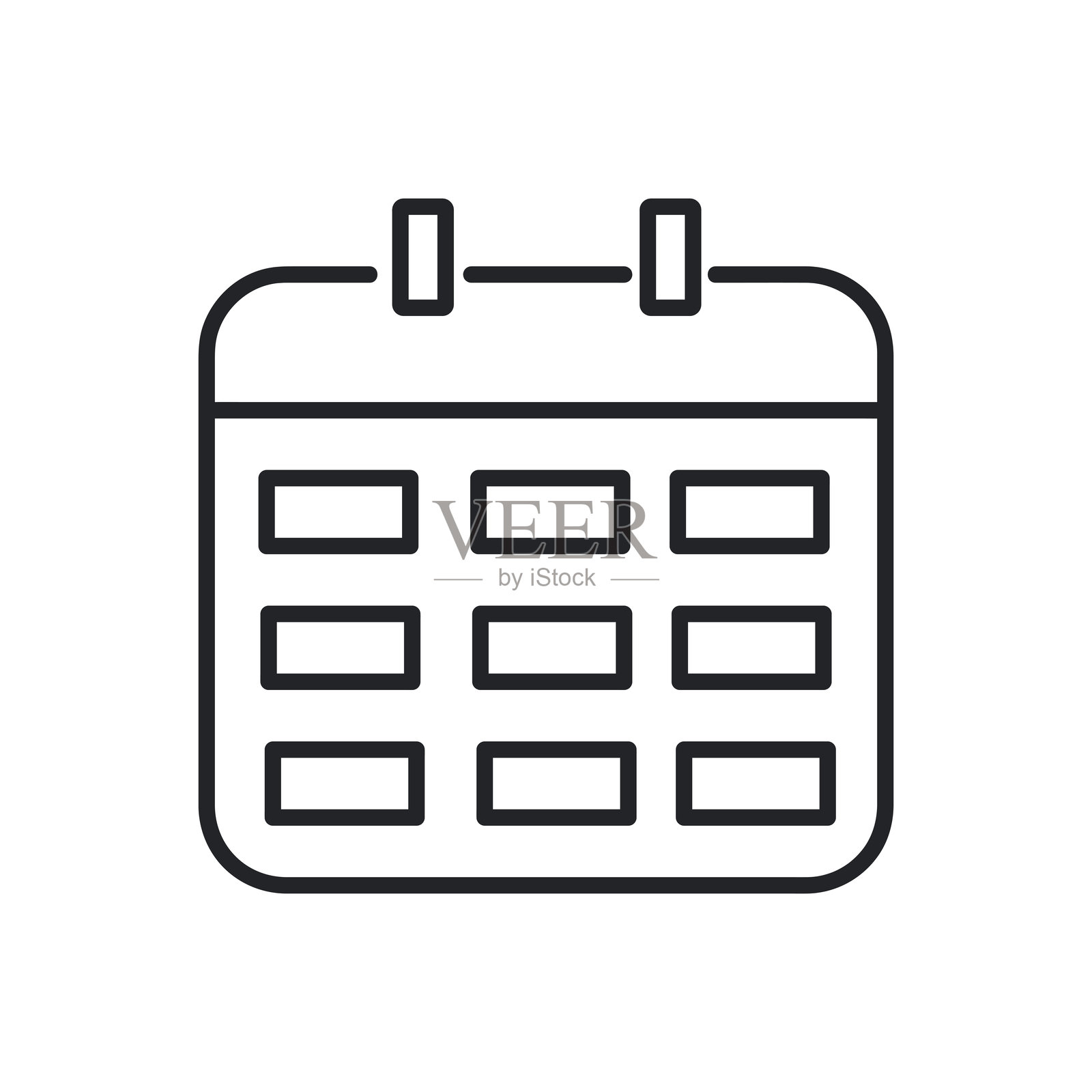 可编辑笔画的日历轮廓图标插画图片素材