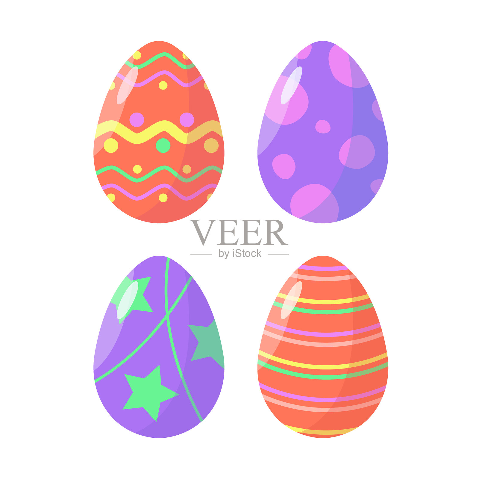 复活节图案彩蛋图标集合。复活节装饰概念。复活节快乐。插画图片素材