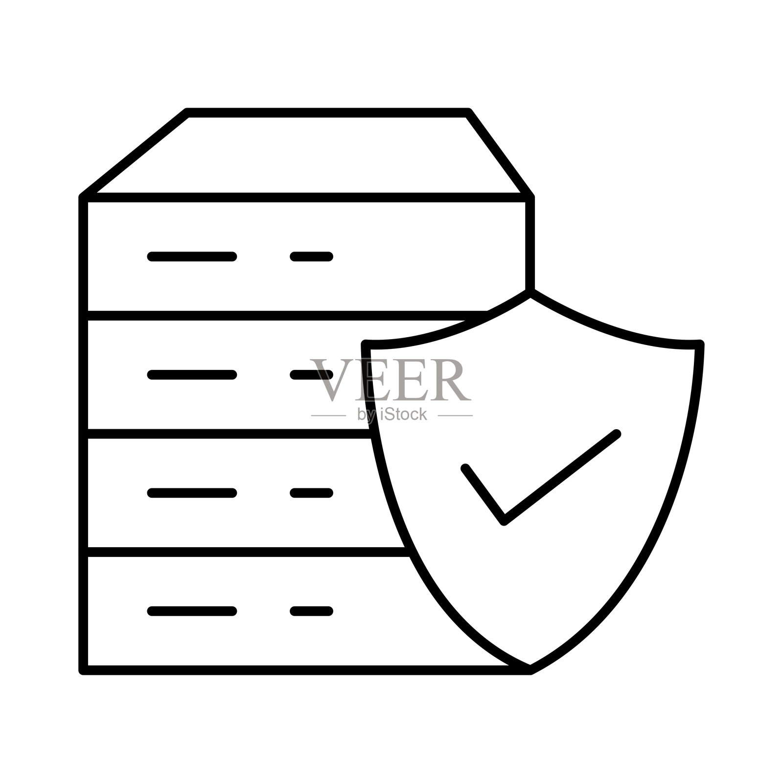 服务器安全线条可编辑图标。网络安全、网络钓鱼、黑客、网络犯罪保护插画图片素材