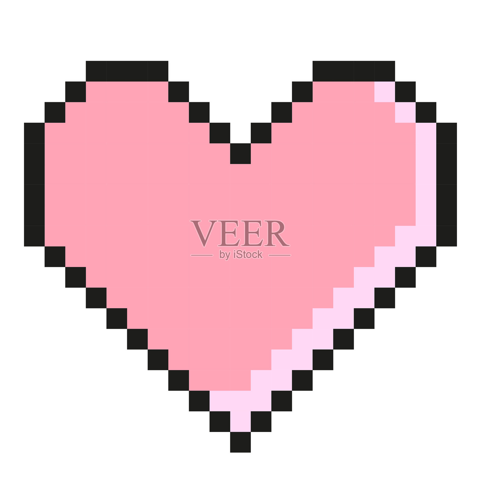 白色背景上的心形像素艺术。矢量8位插图。插画图片素材