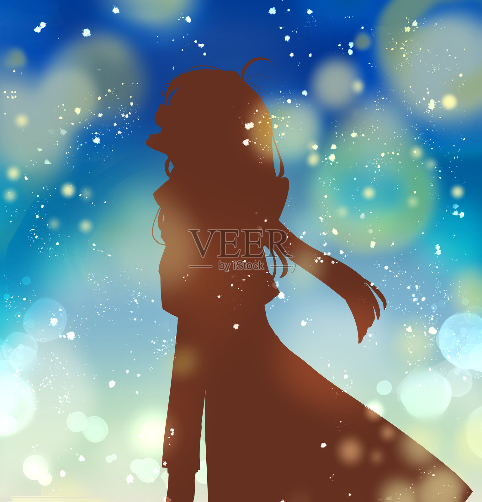 快乐冬季女性的插图插画图片素材