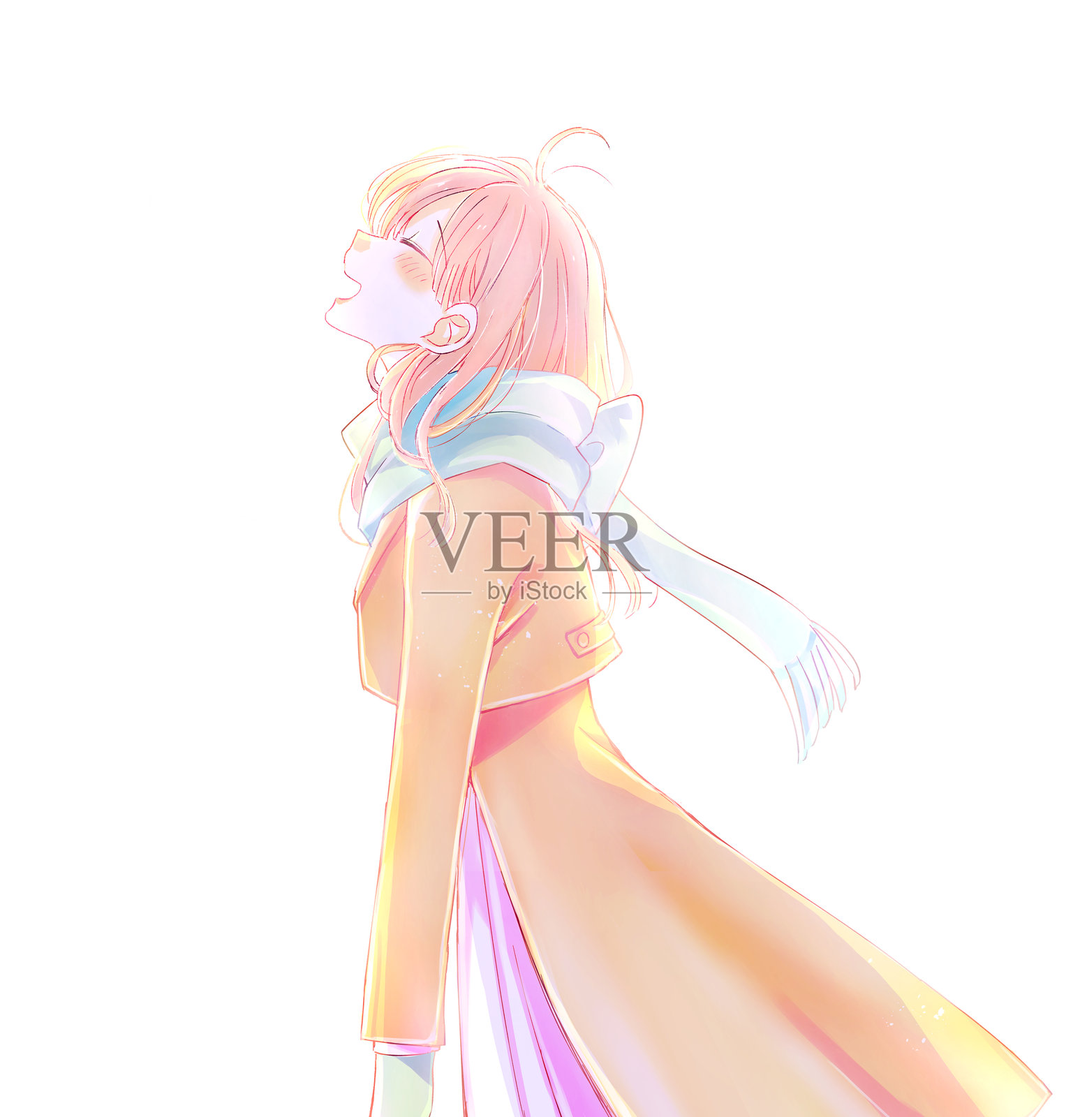 快乐冬季女性的插图插画图片素材