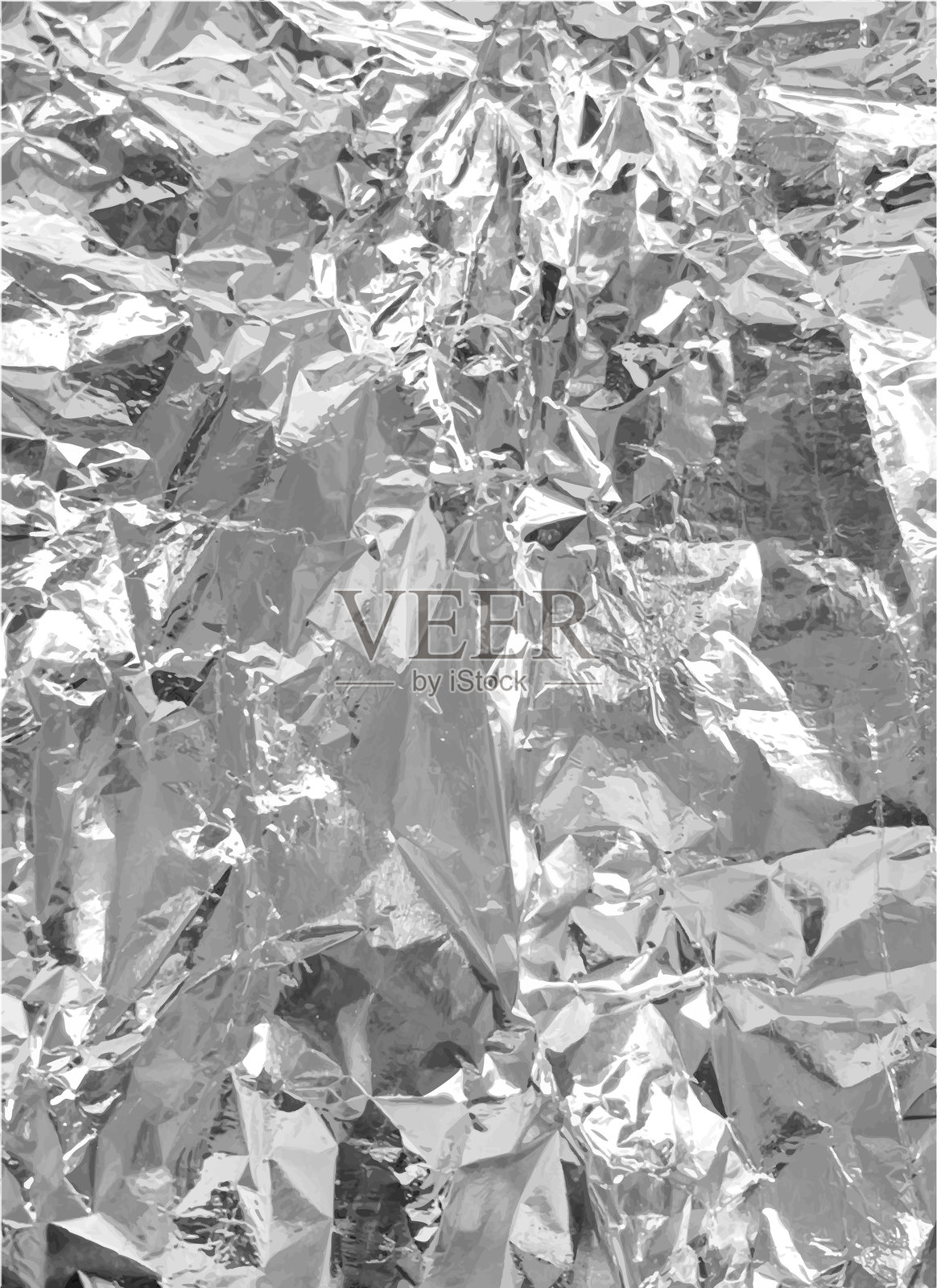 皱褶的银色纸张背景的矢量插图,具有金属效果和光滑的表面。插画图片素材