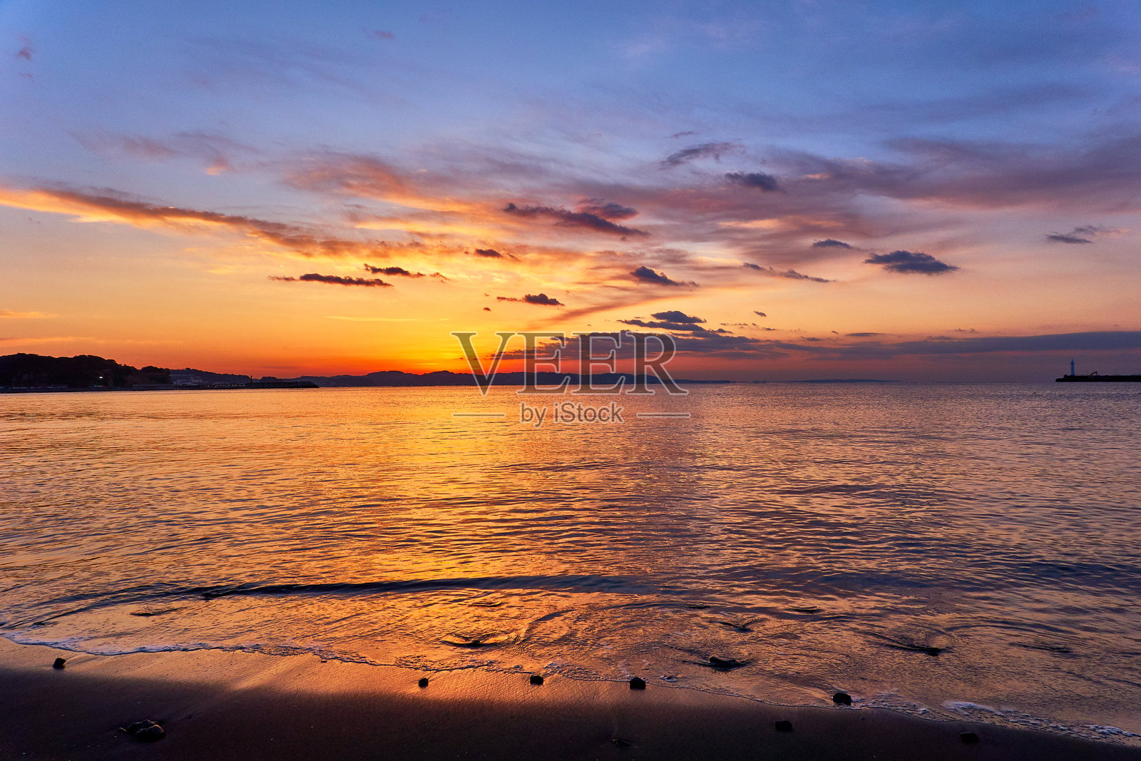 日出时分海面与天空的美丽景色照片摄影图片