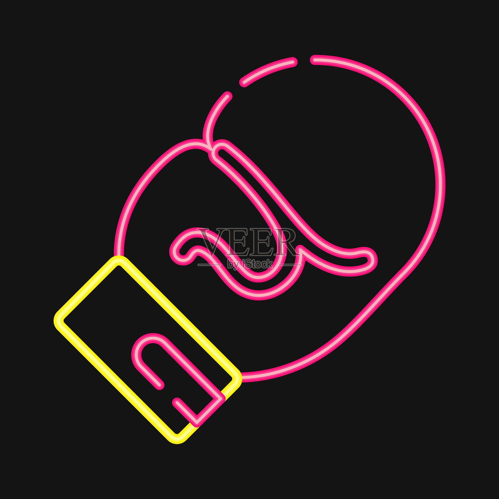 拳击图标。运动元素。霓虹风格的图标。插画图片素材