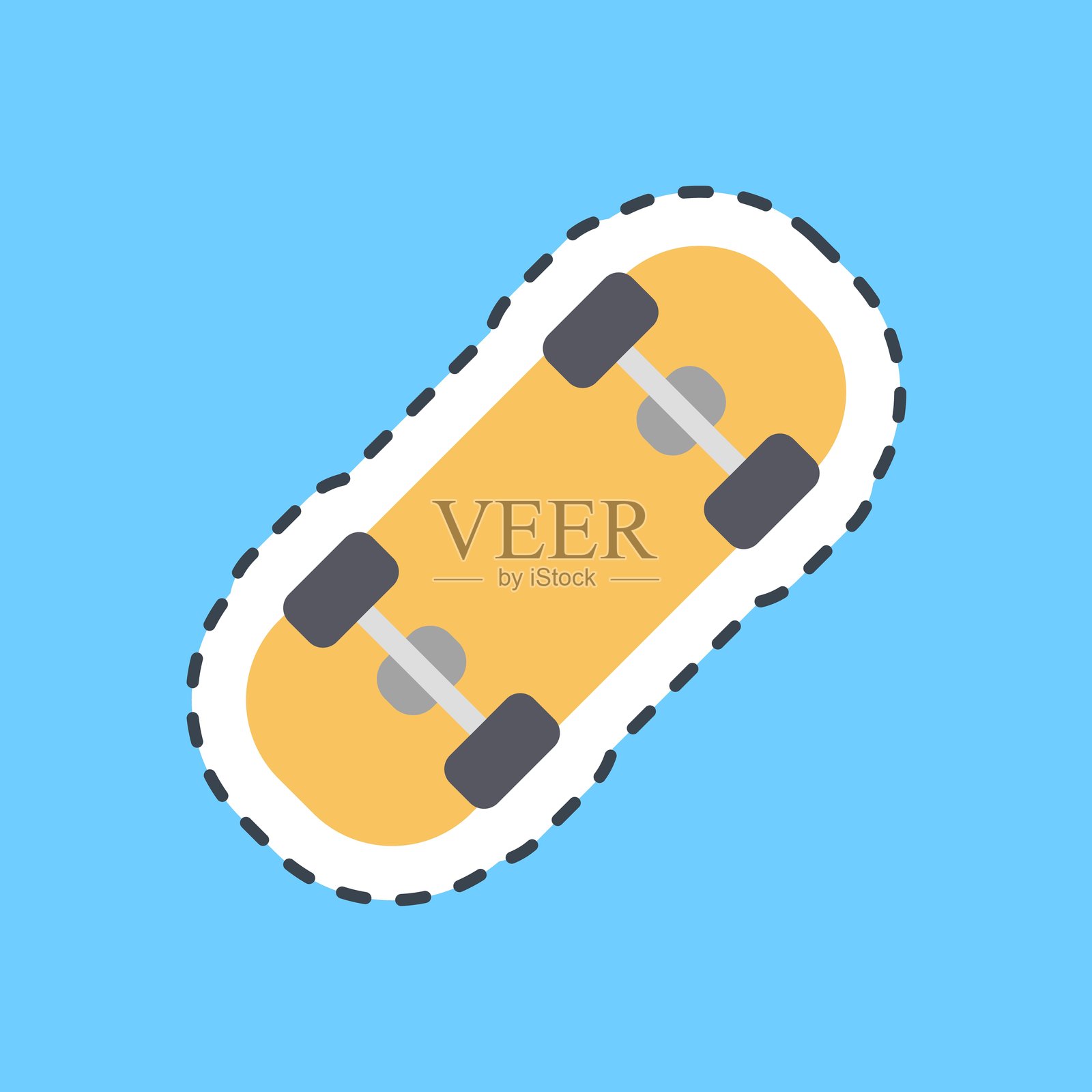 滑板切割线贴纸。运动元素。插画图片素材