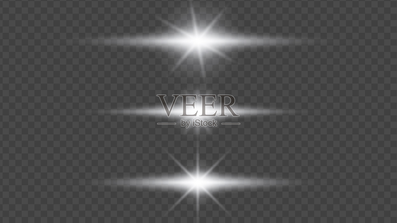 白色阳光或光晕效果集,带透明背景插画图片素材