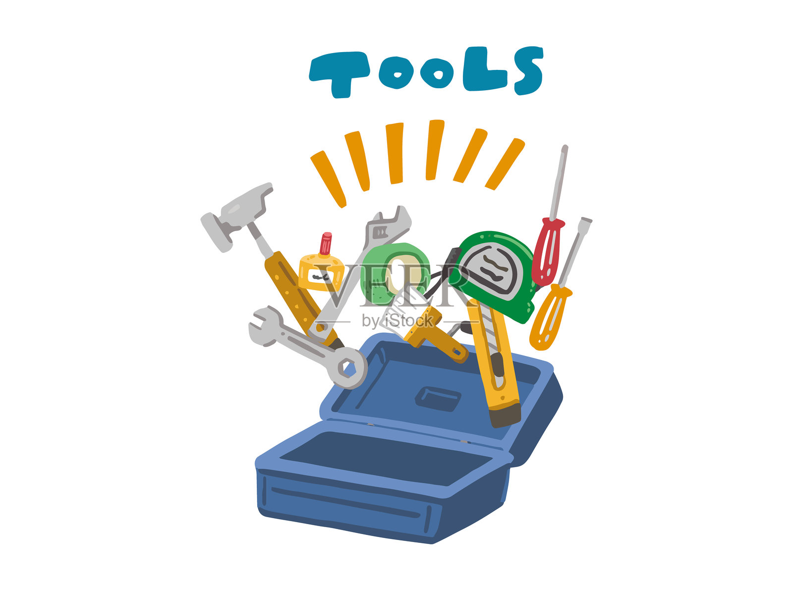 工具箱插图,展示各种工具。插画图片素材
