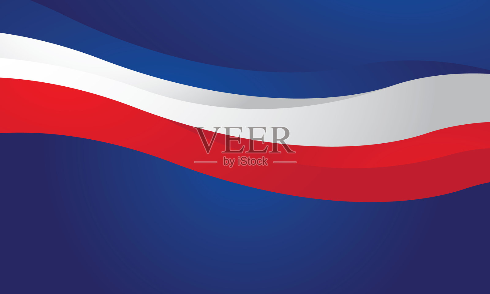 现代设计中的蓝色背景上的抽象红白波浪插画图片素材