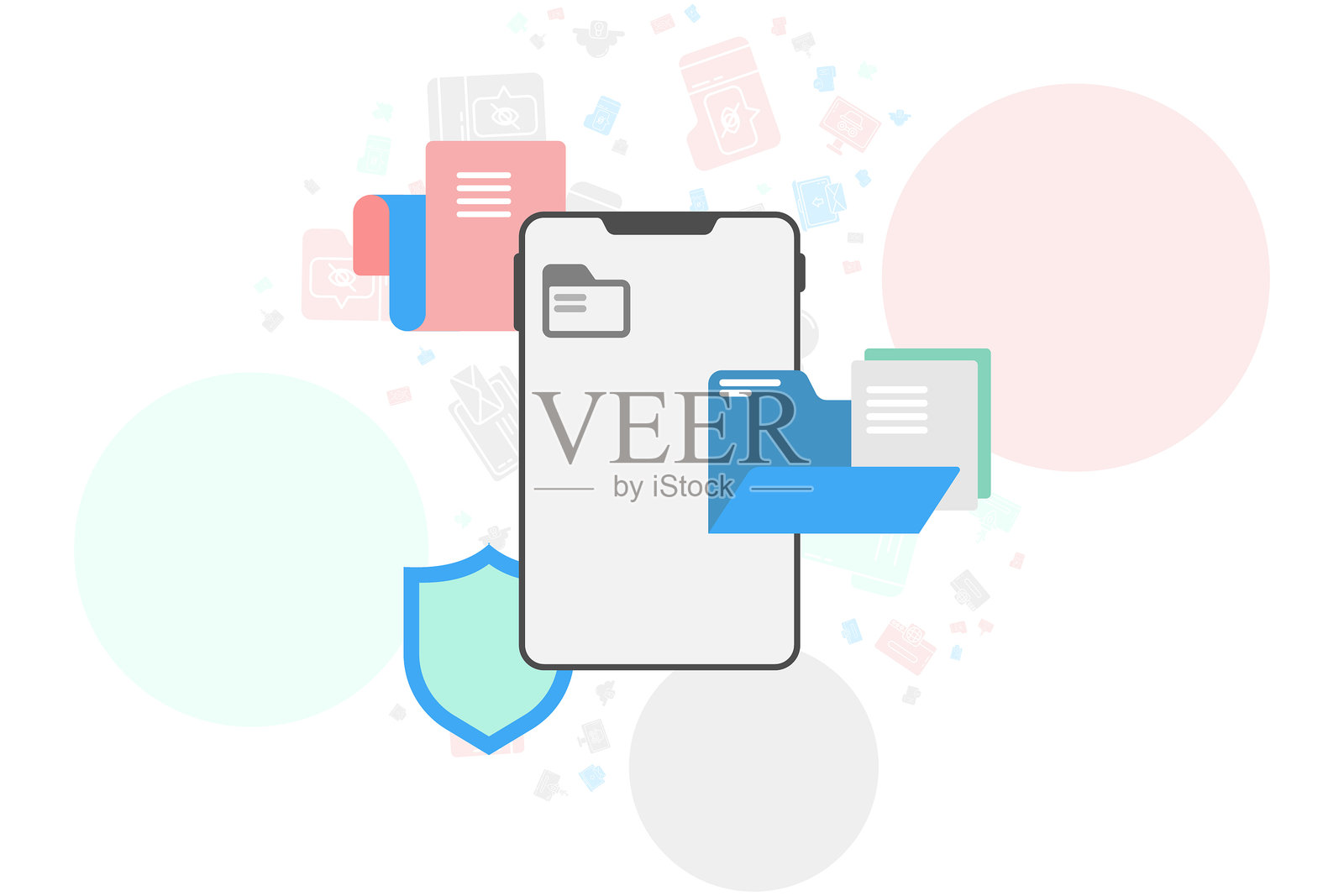 智能手机和文件夹安全插画图片素材