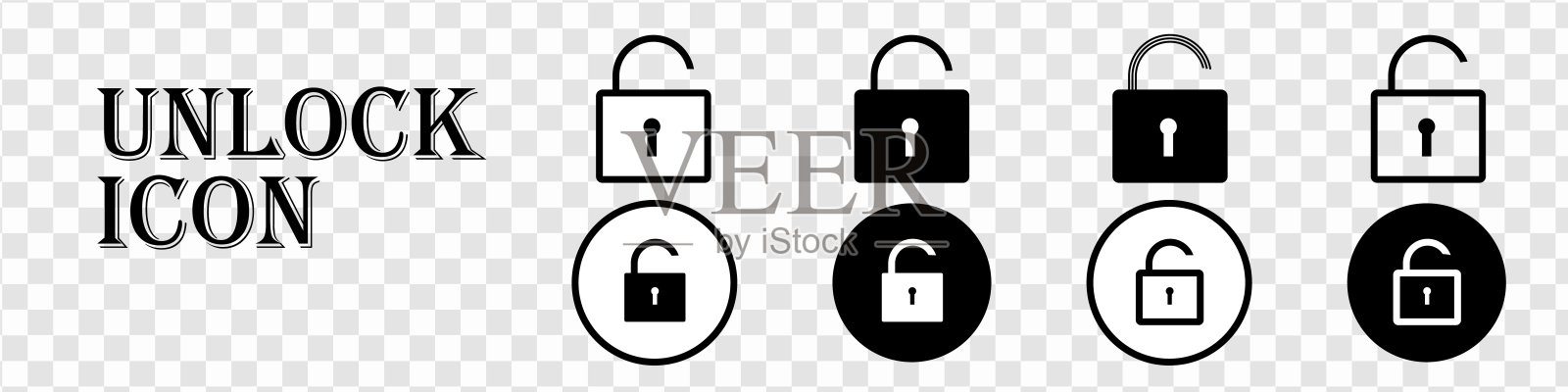 解锁图标矢量图集插图。插画图片素材